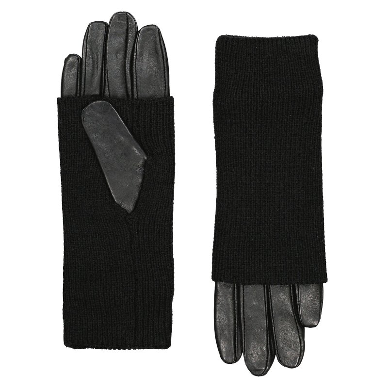 Перчатки из двух материалов с кожей M черный
