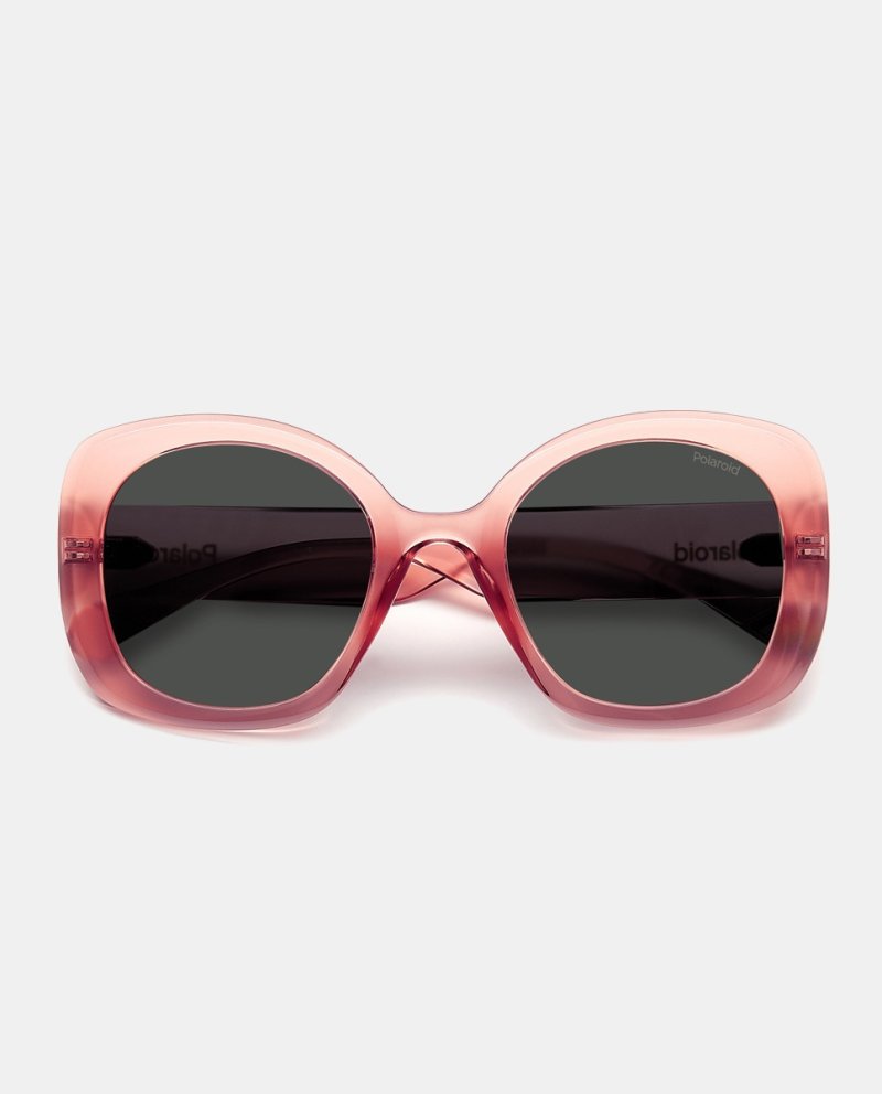 Розовые женские солнцезащитные очки оверсайз с поляризационными линзами Polaroid, розовый